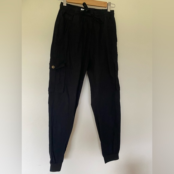 Kuwalla Tee Black Linen Cargo Pants - Picture 7 of 12